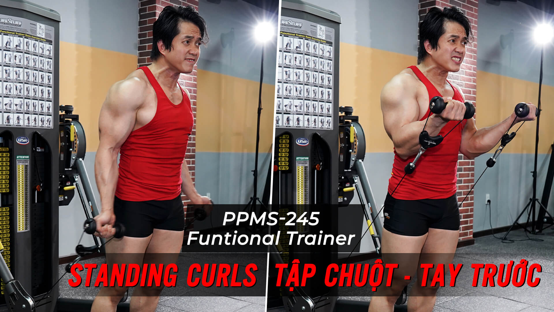 Standing Curls - Cách tập tay trước với Functional Trainer (PPMS-245)